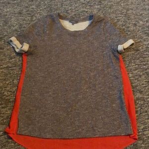 Short sleeve sweater w mixed fabric